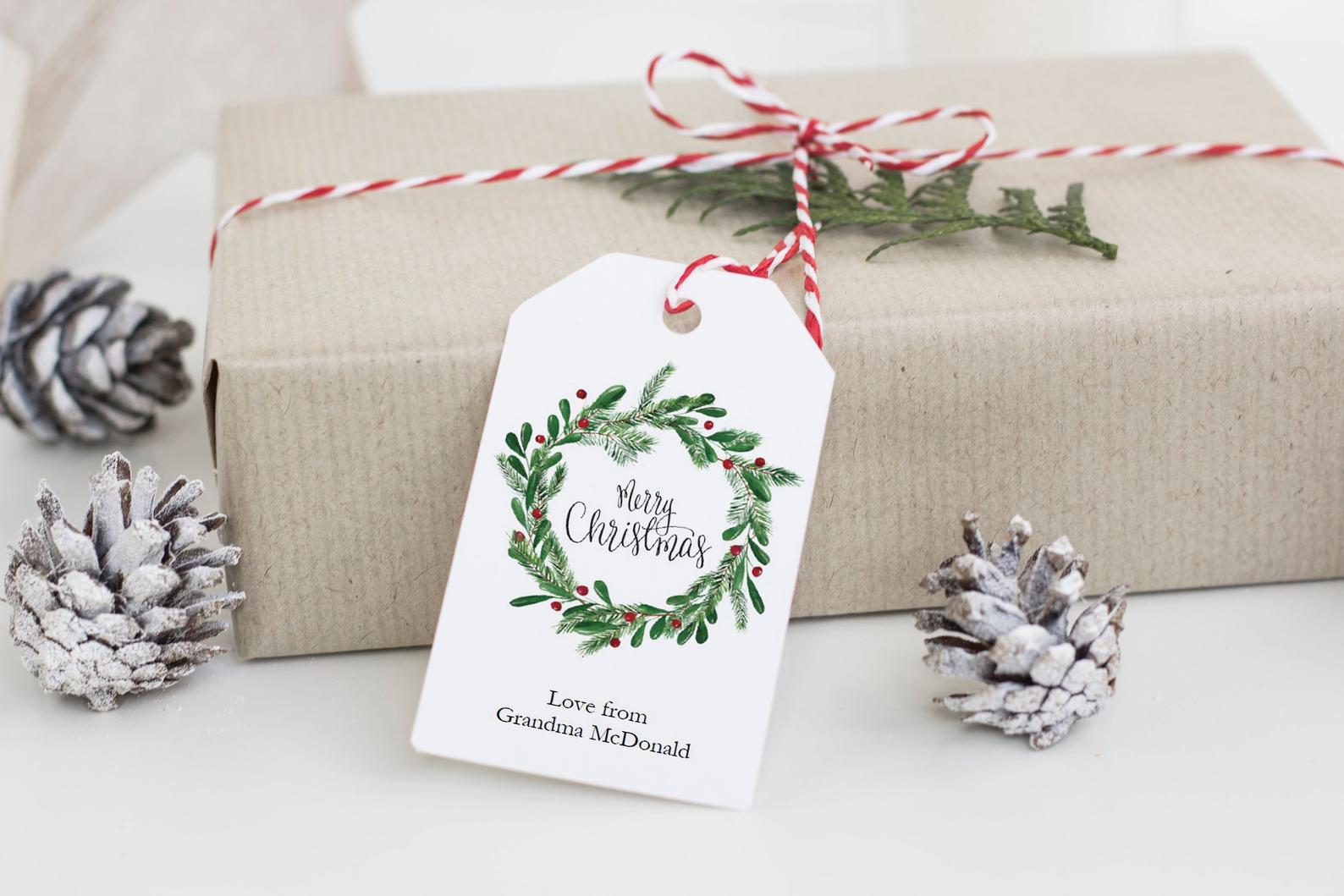 christmas wreath tag template rustic