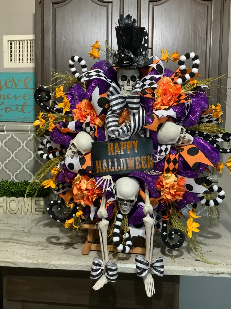 skeleton wreath halloween wreath