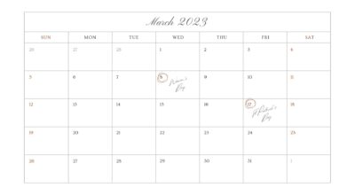 basic minimalistic march 2023 calendar original
