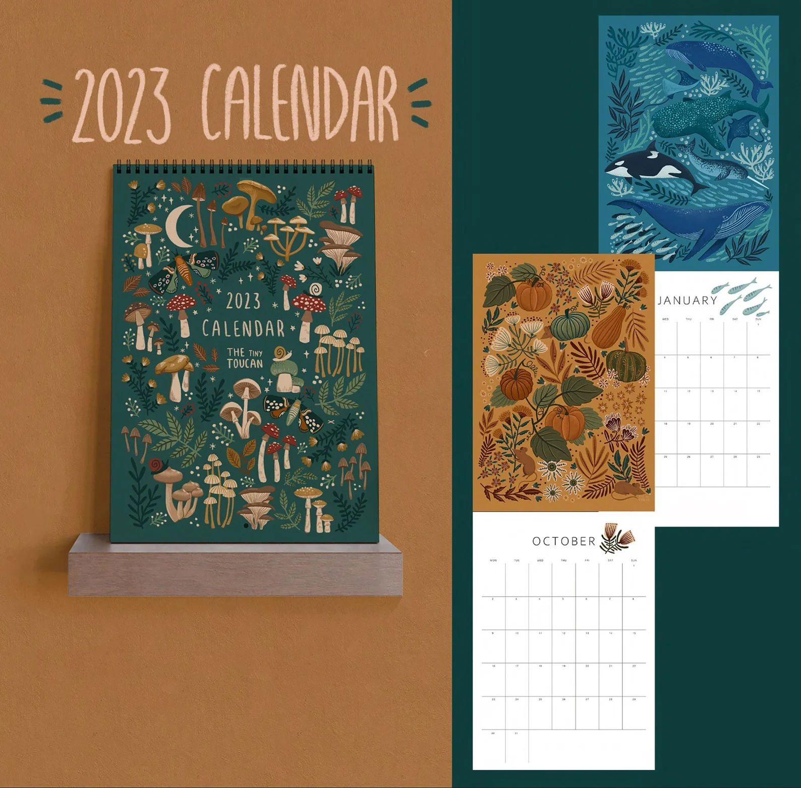 10 2023 calendar a4 illustrated wall