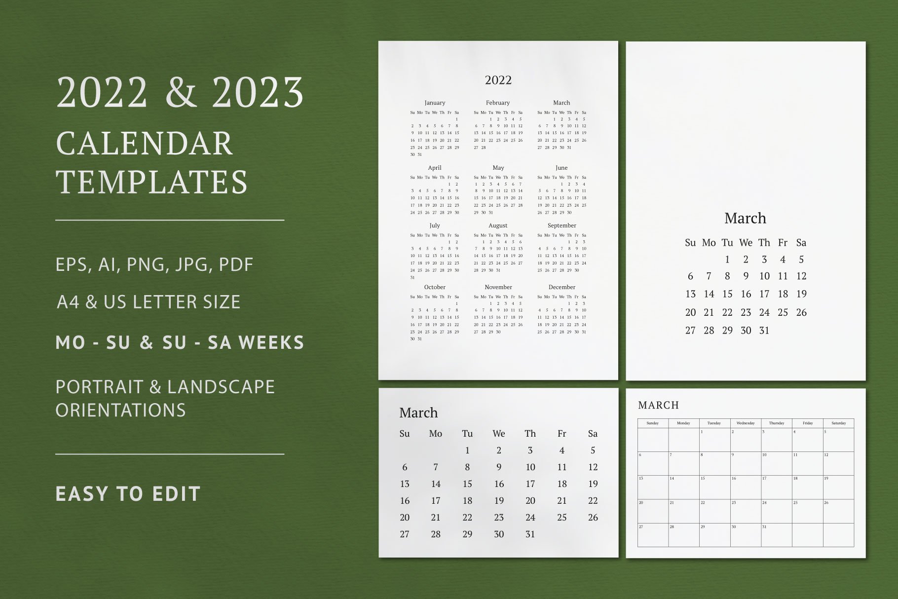 minimalist 2022 2023 Calendar Templates