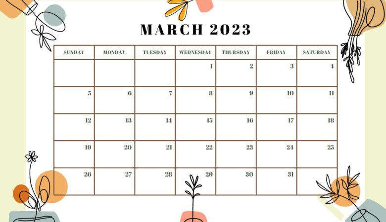 cute abstract canva march 2023 calendar original