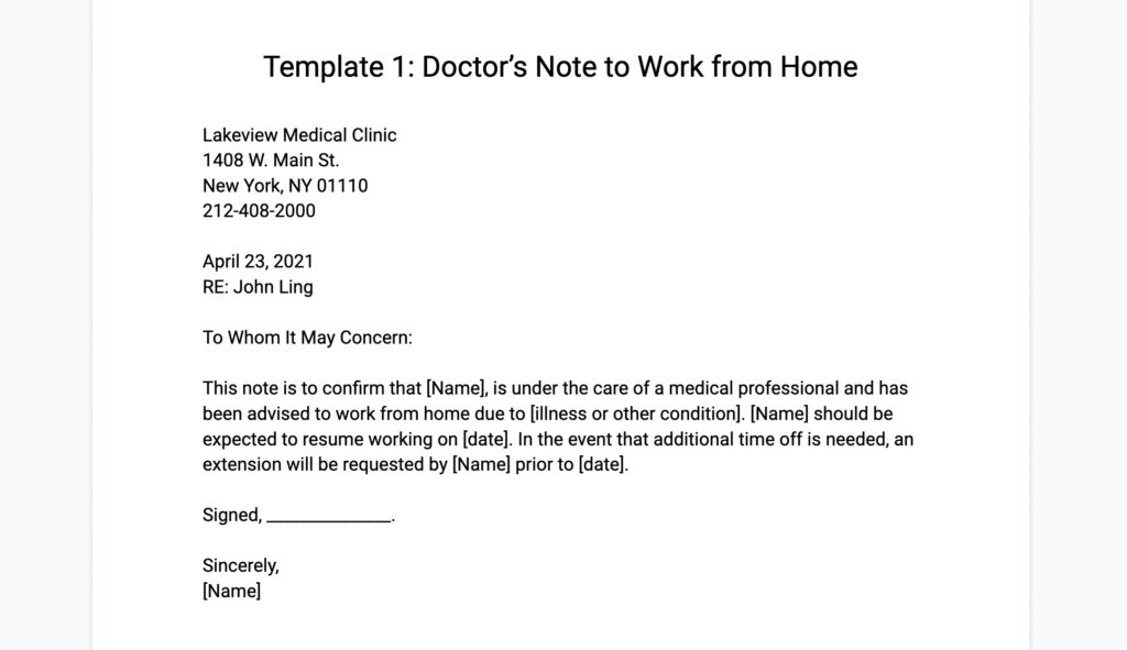 Doctors Note Template Pdf