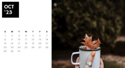 cute minimalist photo october 2023 calendar