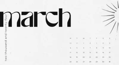 black cream minimalist clean march 2024 calendar original