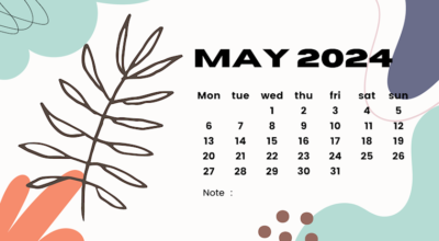 white cute minimalist may 2024 calendar