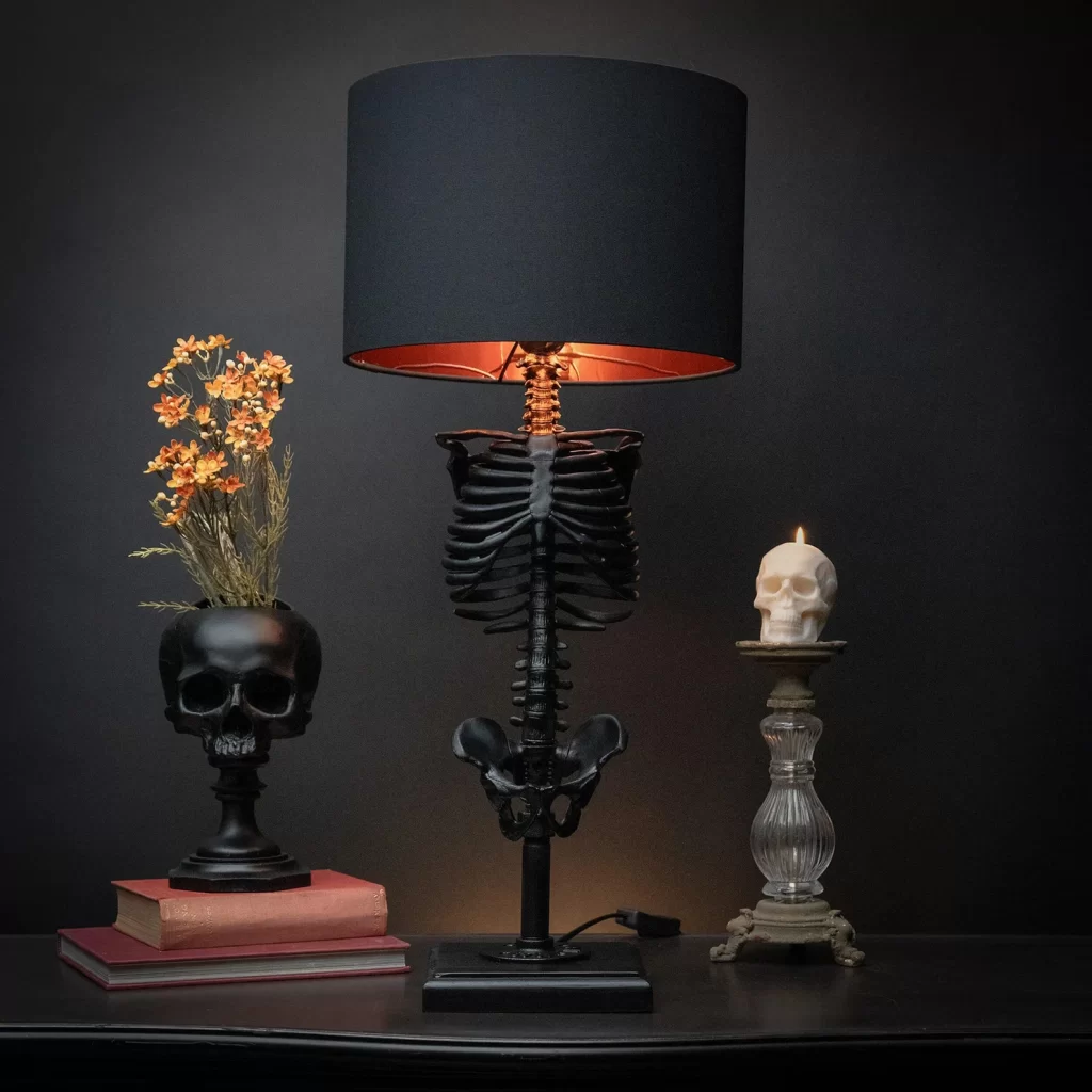 the skeleton table lamp blackened