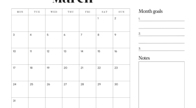 march printable calendar 2025