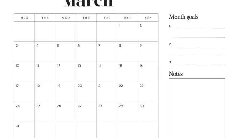 march printable calendar 2025